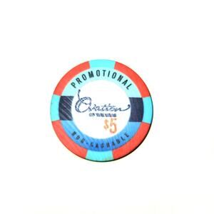 OVATION OF THE SEAS logo PROMO $5 casino gaming poker chip ROYAL CARIBBEAN
